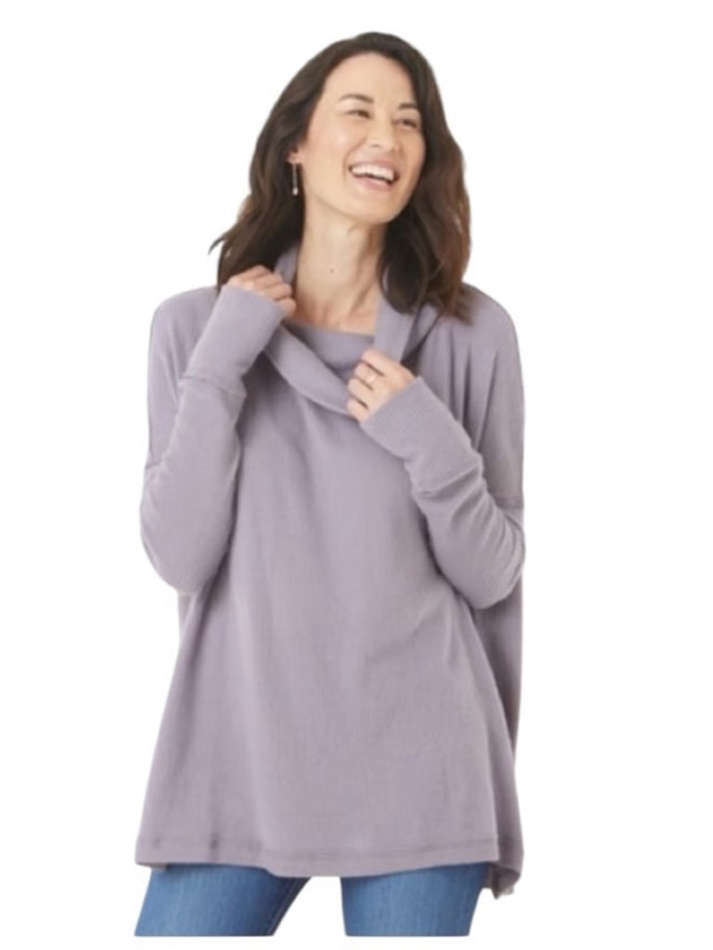 We The Free Juicy Lavender Cowl Neck Tunic Sweater